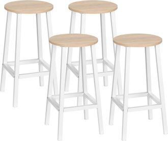 HOMCOM Homcom - Conjunto De 4 Taburetes De Bar Taburetes Altos De Cocina Con Patas De Acero Y Reposapi&eacute;s Carga 75 Kg Para Sal&oacute;n Comedor 32,5x32,5x65 Cm