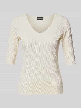 Emporio Armani Regular Fit Bluse mit Strukturmuster in Offwhite, Gr&ouml;&szlig;e XXL