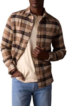 The Normal Brand Louis Heavyweight Flannel Overshirt in Mink Plaid at Nordstrom, Size X-Large