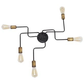 Netlighting Tube Multi Arm Semi Flush Ceiling Light Black Patina 73cm