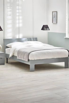 Julian Bowen Manhattan High Gloss Bed in Grey | Size: Double