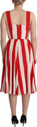 Dolce & Gabbana Womens Striped Viscose Shift Dress Red Elastane