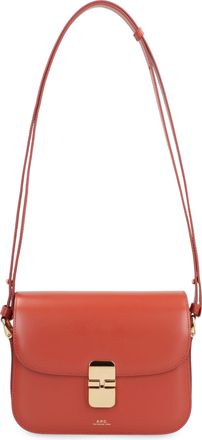 A.P.C. Womens Grace Small Leather Crossbody Bag Brown Cowhide Shoulder