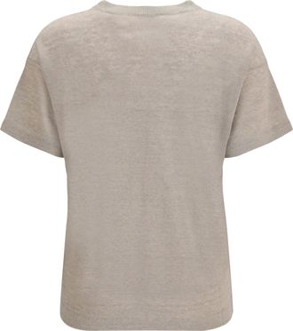 Brunello Cucinelli Womens Crewneck Short-Sleeve T-Shirt Lessiv&eacute; Linen; Polyamide T-Shirts And Polos