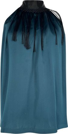 Dries Van Noten Halter Neck Top in Blue Silk