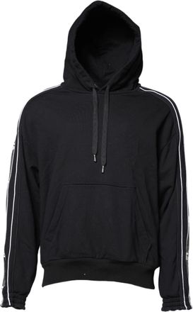 Dolce & Gabbana Black Cotton Logo Hooded Sweatshirt Mens Sweater