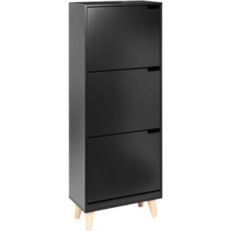 Beliani Scarpiera a 3 scomparti in legno mdf Nero Neika