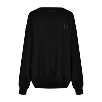 Dsquared2 Round-neck Knitwear, female, Black, S, Statement Logo Knit Jumper