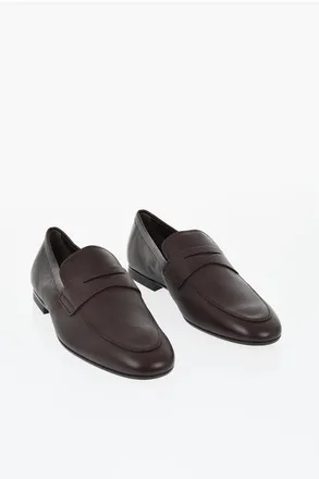 Tod's Hammered Leather Penny Loafers with Leather Sole size 44