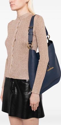 Tom Ford Womens Shoulder Bag Tara Large Blue Calf Leather