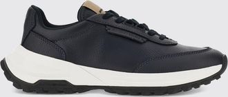 Emporio Armani Sneakers low top in pelle a grana con suola dentellata
