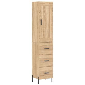 vidaXL Vidaxl - Aparador De Madera Contrachapada Roble Sonoma 34,5x34x180 Cm