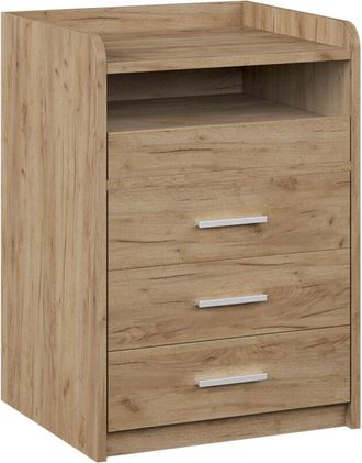 Vicco Mesilla De Noche Edis, Roble Dorado, 45 X 64 Cm Con 3 Cajones, Vicco