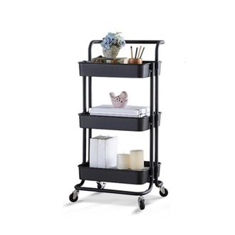 OEM Carro Met&aacute;lico Rodante De Tres Niveles Con Estantes M&oacute;viles Y Multifuncionales Y Cestas De Almacenamiento, Ideal Para Dormitorios, Cocinas, Ba&ntilde;os, Ofi