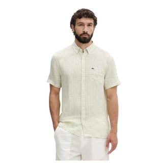 Lacoste Overhemden, Heren, Geel, 4Xl, Linnen, Regular Fit Kortmouw Linnen Shirt