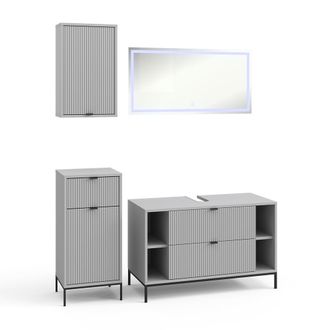 Vicco Conjunto De Muebles De Ba&ntilde;o Eliza, Gris, 4 Partes, Vicco