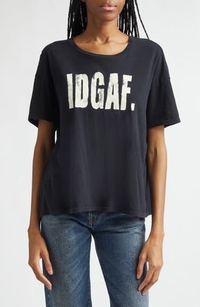 R13 IDGAF Cotton & Cashmere Graphic T-Shirt in Black at Nordstrom, Size X-Large
