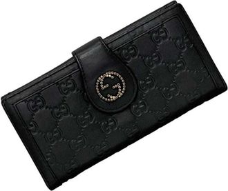 Gucci Black Leather Long Wallet (Bi-Fold) (Pre-Owned)