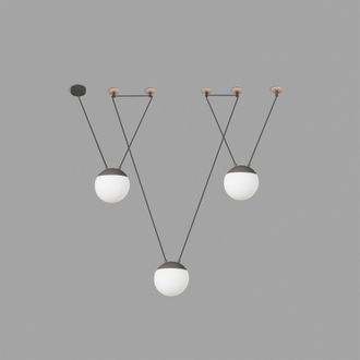 Netlighting Mine 3 Light Ceiling Pendant Wood Dark Grey E27