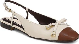 Franco Sarto Ethel Slingback Flat in White Leather at Nordstrom, Size 9.5