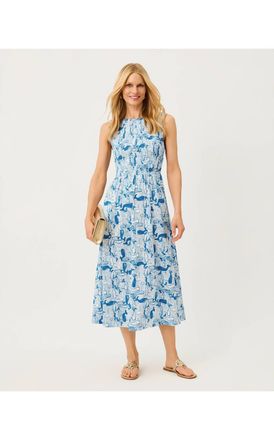 Lilly Pulitzer Finnley Midi Dress In Nassau Blue Thar She Blows