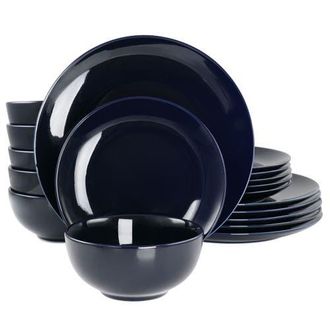 Elama Luna 18 Piece Porcelain Dinnerware Set in Blue at Nordstrom