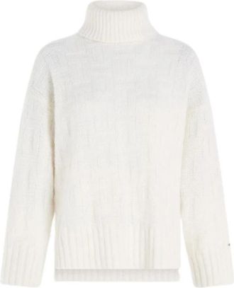 Tommy Hilfiger Jacquard Turtleneck - Dames - Coltruien - Wit - XS - Wol - Truien & Vesten