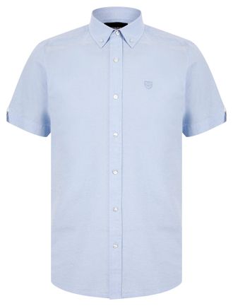 Kensington Eastside Mens Fetlock Short Sleeve Oxford Cotton Shirt Sky Blue