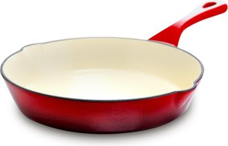 Crock-pot Artisan 8 in. Round Enameled Cast Iron Skillet in Scarlet Red