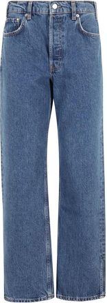 Anine Bing Washed Blue Jeans met Knoopsluiting - Dames - Regular Fit Jeans - Blauw - W28 - Katoen - Jeans