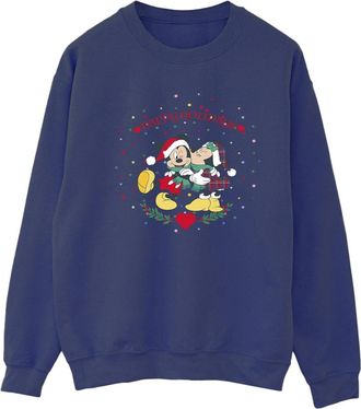 Disney Dames/Dames Mickey Mouse Mickey Minnie Kerstmis Sweatshirt (Marineblauw)
