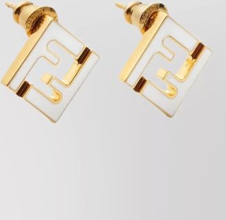 Fendi geometric two tone metal detail earrings