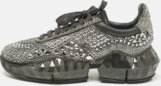 Jimmy Choo London Metallic Black Suede Embellished Diamond Sneakers