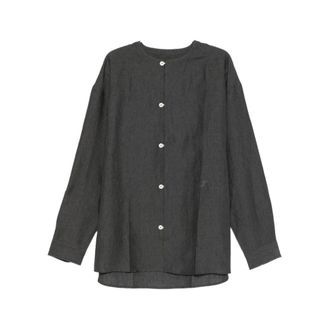 Jacquemus Long Sleeve Tops, male, Gray, Size: M Striped Long-Sleeve Shirt