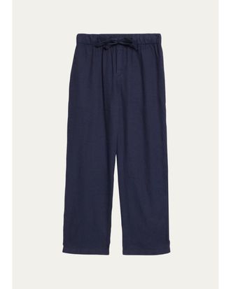 Frescobol Carioca Mens Midnight Linen-Blend Trousers