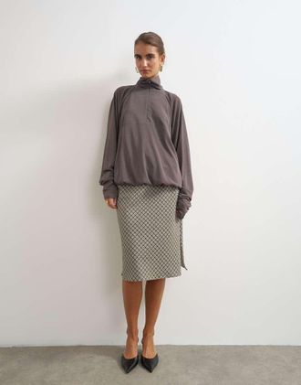 Topshop giacca in jersey accollata con tasche in antracite-Grigio