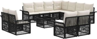 vidaXL Conjunto De Sof&aacute;s De Jard&iacute;n 12 Uds. Negro Y Blanco Crema Vidaxl