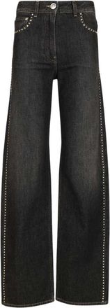 Versace Borduursel High-Waist Regular Jeans - Dames - Loose Fit Jeans - Zwart - W27 - Katoen - Jeans