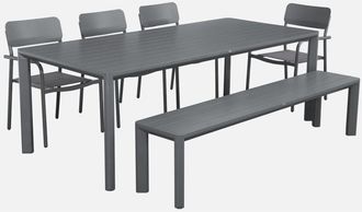 Sweeek Mesa De Jard&iacute;n De Aluminio Con 1 Banco Y 4 Sillones