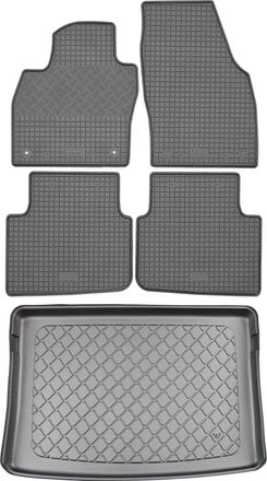 OEM Skoda Kamiq Suv (5 Puertas) Desde Septiembre De 2019: Juego De Alfombrillas De Goma Para Coche + Alfombrilla Para Maletero