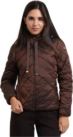Gaud&igrave; Glanzende Nylon Donsjas - Dames - Winterjassen - Bruin - XS - Nylon - Jassen