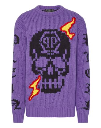 Philipp Plein Round Neck Pullover LS Skull