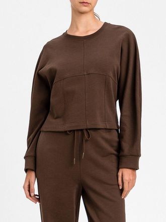 Twinset Felpa girocollo in puro cotone a maniche lunghe con orlo dritto
