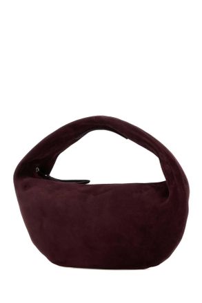 Khaite Womens Aubergine Suede Oliva Shoulder Bag Rougenoir Borse A Mano
