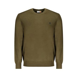 Timberland Round-neck Knitwear, male, Green, Size: 2XL Green Cotton Pullover