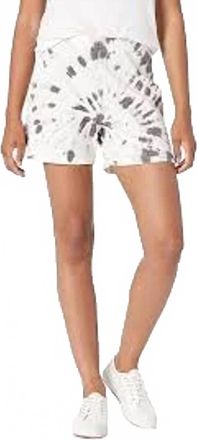 Monrow Kaleidoscope Tie Dye Pull On Shorts In Grey / White