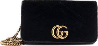 Gucci GG Marmont Chain Flap Bag Matelasse Velvet Mini crossbody bag - Zwart