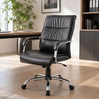 Dmora Silla De Oficina Dagomer, Silla Ejecutiva Con Reposabrazos, Silla De Oficina Ergon&oacute;mica, 69x60h105/115 Cm, Negro - Dmora