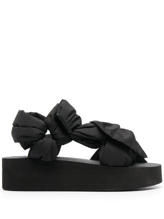 Red(v) bow-detail sandals - Black