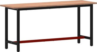 vidaXL Vidaxl - Banco De Trabajo Madera Maciza De Haya Y Metal 180x55x81,5 Cm